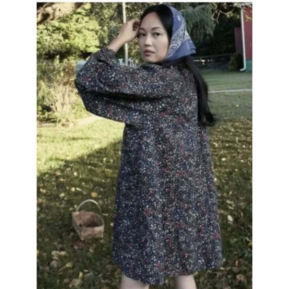 DOEN S Small Everild Dress On Off Shoulder Donna Leigh Floral Navy Mini Liberty - Picture 11 of 11